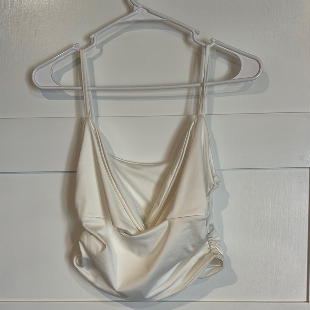 Elegant White Draped Tank Top